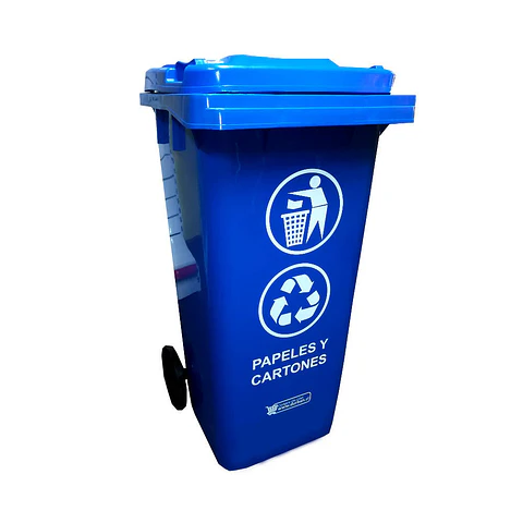 Contenedor basura hdpe 120lt azul p/papel y carton Atlantik