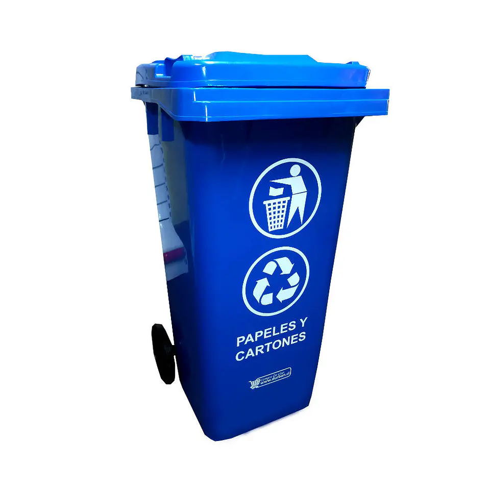 Contenedor basura hdpe 120lt azul p/papel y carton Atlantik 1