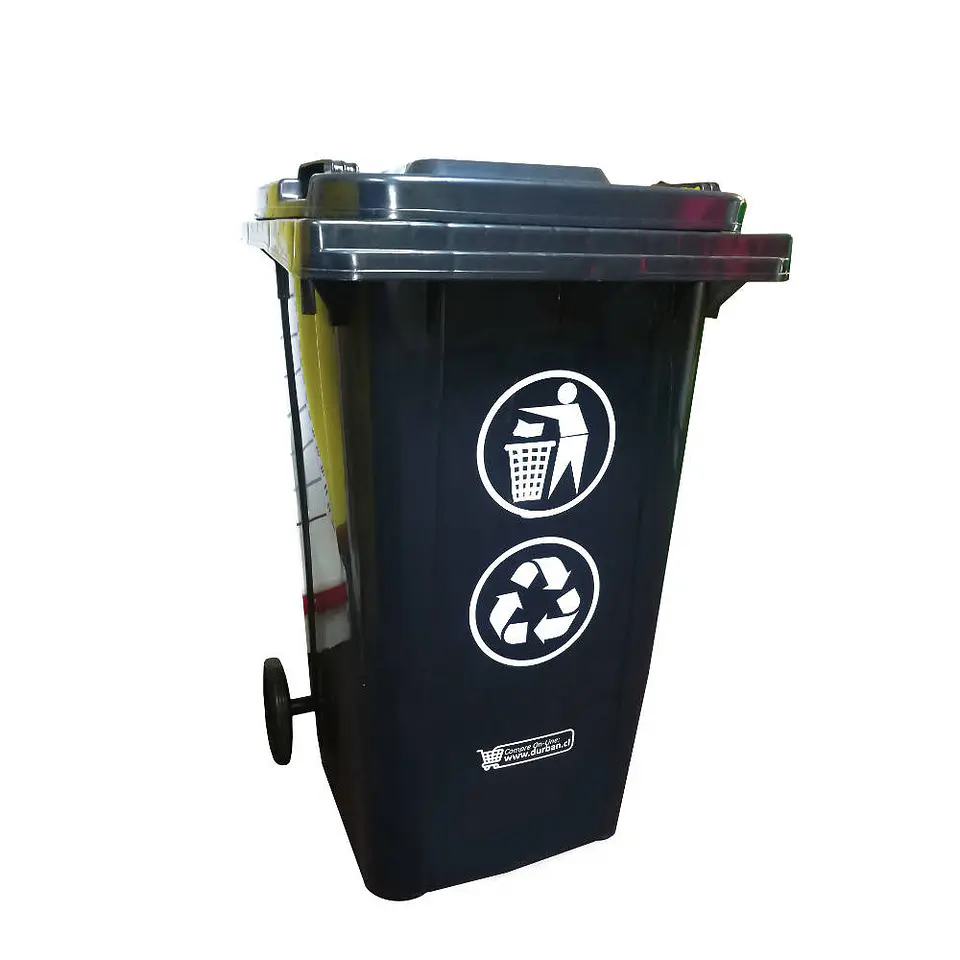 Contenedor basura hdpe 120lt negro p/desechos generales Atlantik 1