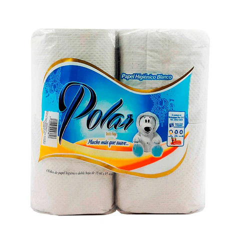 Papel higienico 015 mt 04 u doble hoja Polar