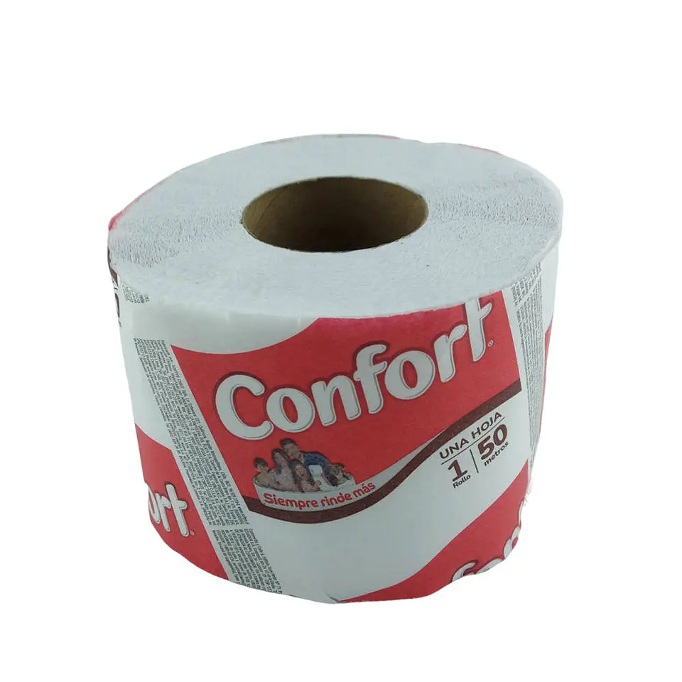 Papel higienico 050 mt 01 u fajilla una hoja 50570 Confort 1