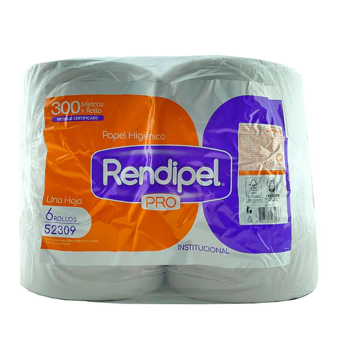 Papel higienico 300 mt 06 u 52309 pro una hoja rendipel