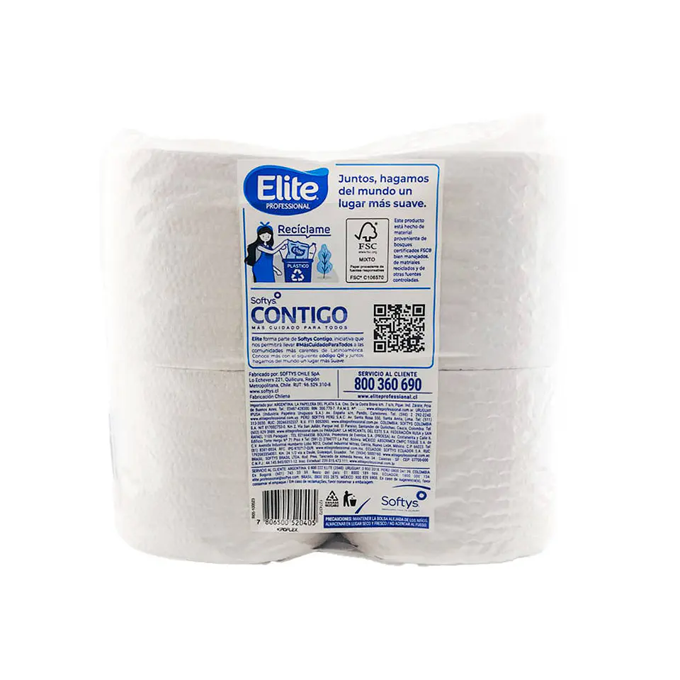 Papel higienico 050 mt 04 u extra blanco una hoja 52041 Elite 3