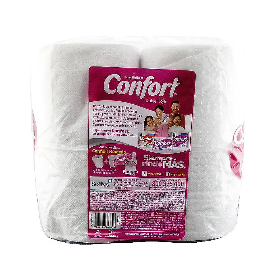 Papel higienico 030 mt 04 u doble hoja 50501 Confort 3