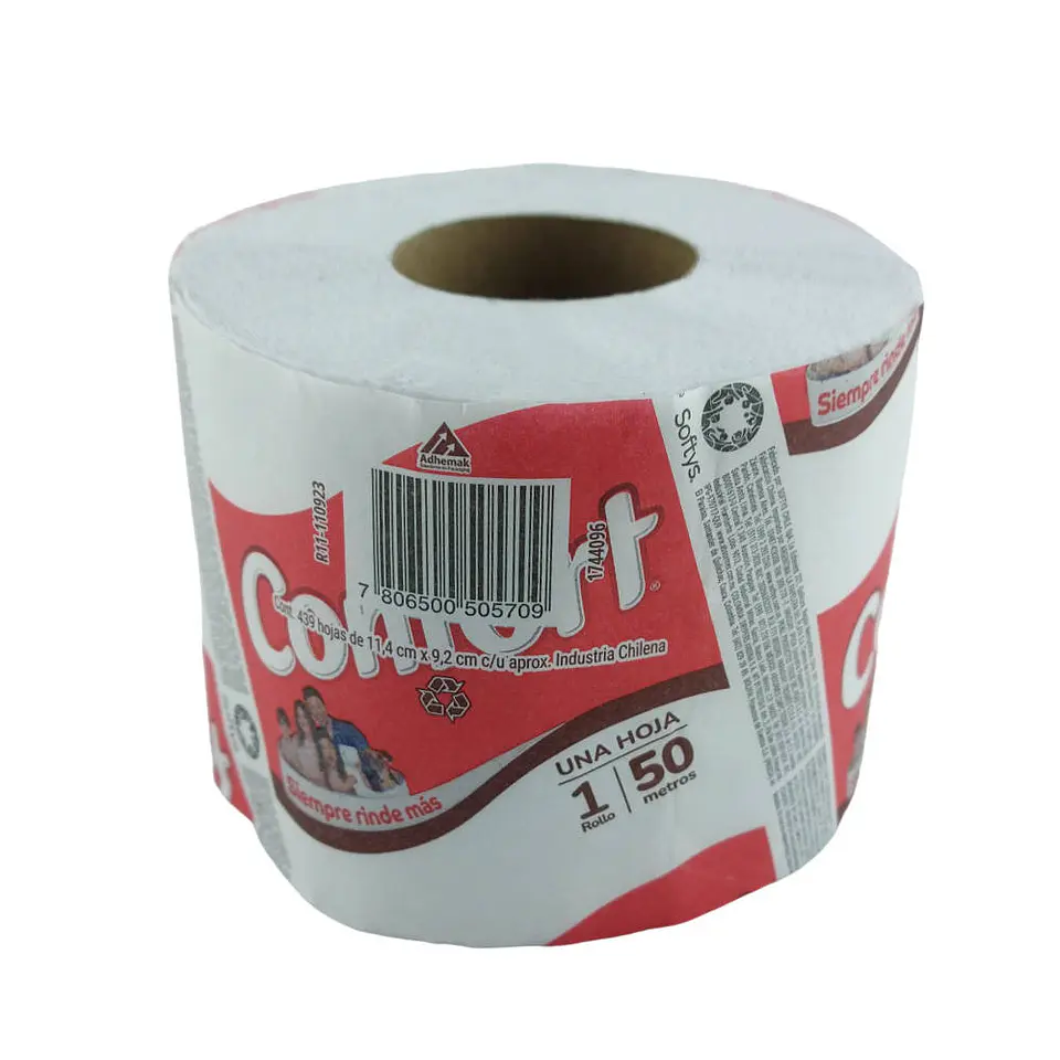 Papel higienico 050 mt 01 u fajilla una hoja 50570 Confort 4
