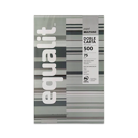 Papel fotocopia doble carta 75 gr 500 hojas Equalit gris 27.9X43.2 cm Equalit