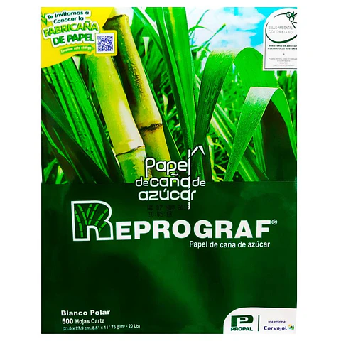 Papel fotocopia carta 75 gr 500 hojas 21.6X27.9 cm Reprograf