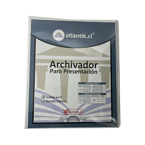 Archivador presentacion A4/CARTA 350 hojas 1.5 pulg blanco Atlantik