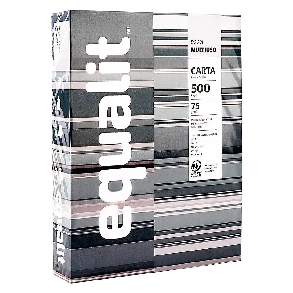 Papel fotocopia carta 75 gr 500 hojas 21.6X27.9 cm gris Equalit 2