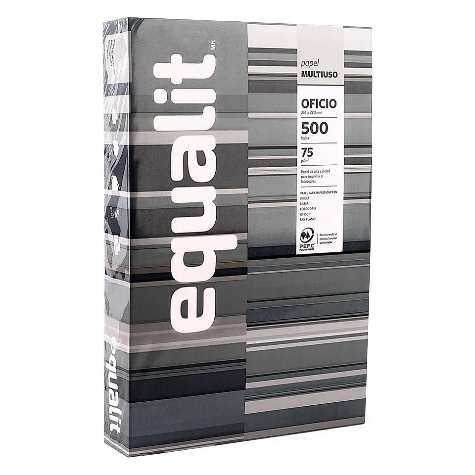 Papel fotocopia oficio 75 gr 500 hojas 21.6X33 cm gris Equalit 2