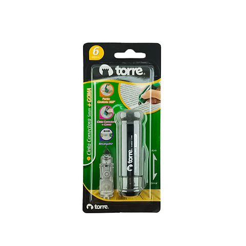 Corrector cinta 5 mm x 6 mt 01 u punta giratoria con goma blis torre
