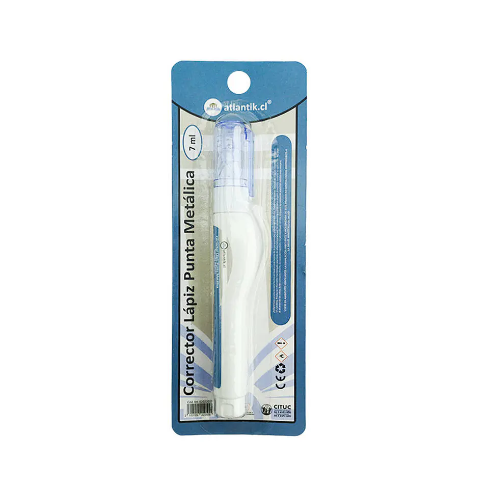 Corrector lápiz 07 ml blis 01 u punta metálica Atlantik 1
