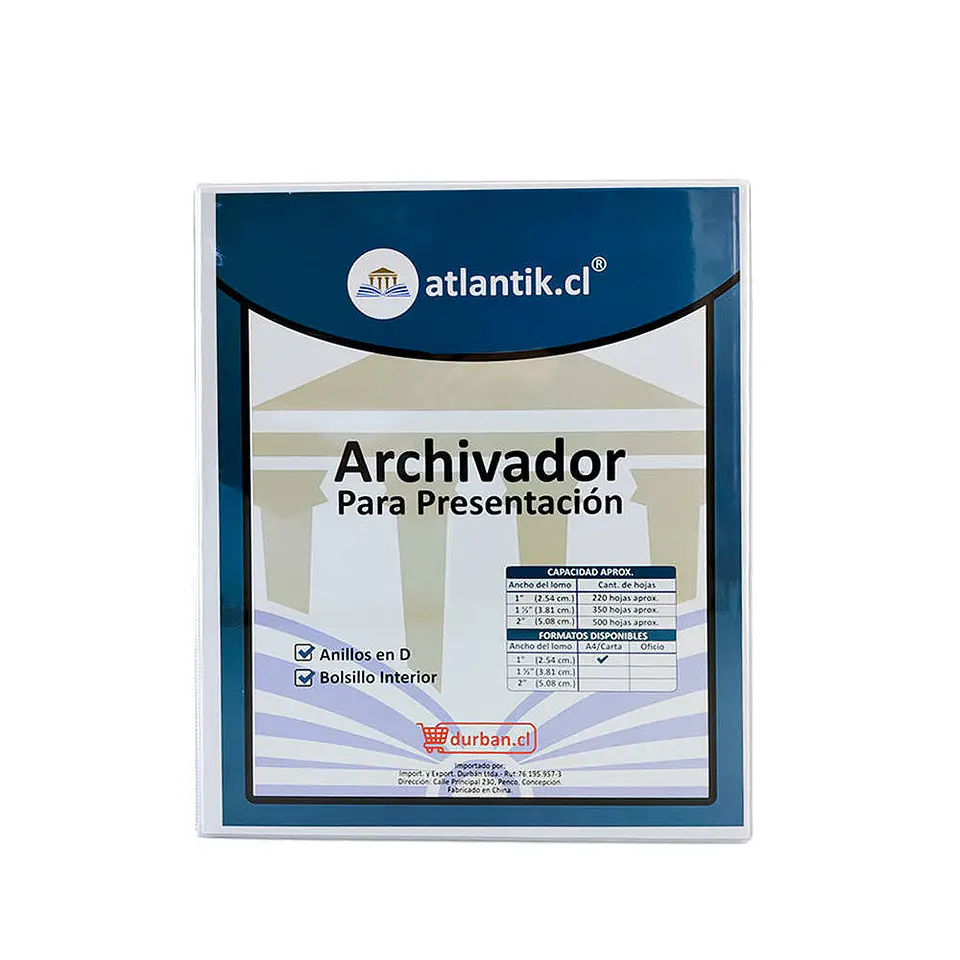 Archivador presentacion A4/CARTA 220 hojas 1.0 pulg blanco Atlantik 2