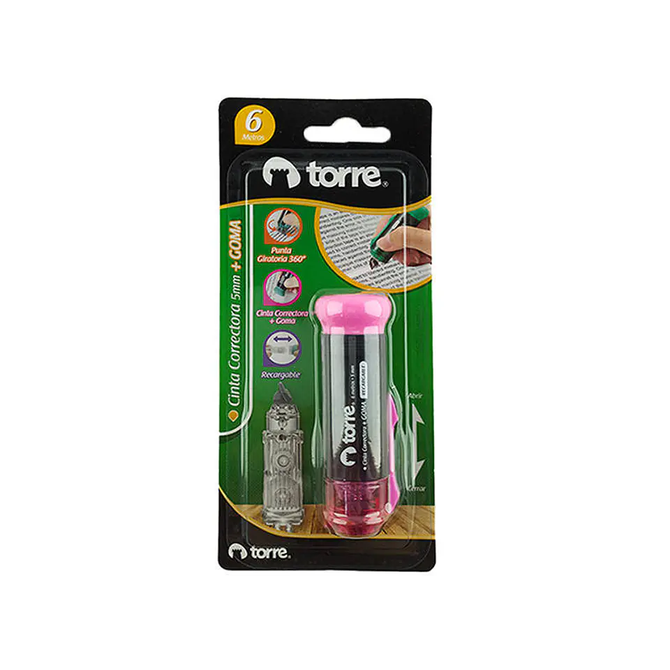 Corrector cinta 5 mm x 6 mt 01 u punta giratoria con goma blis torre 4