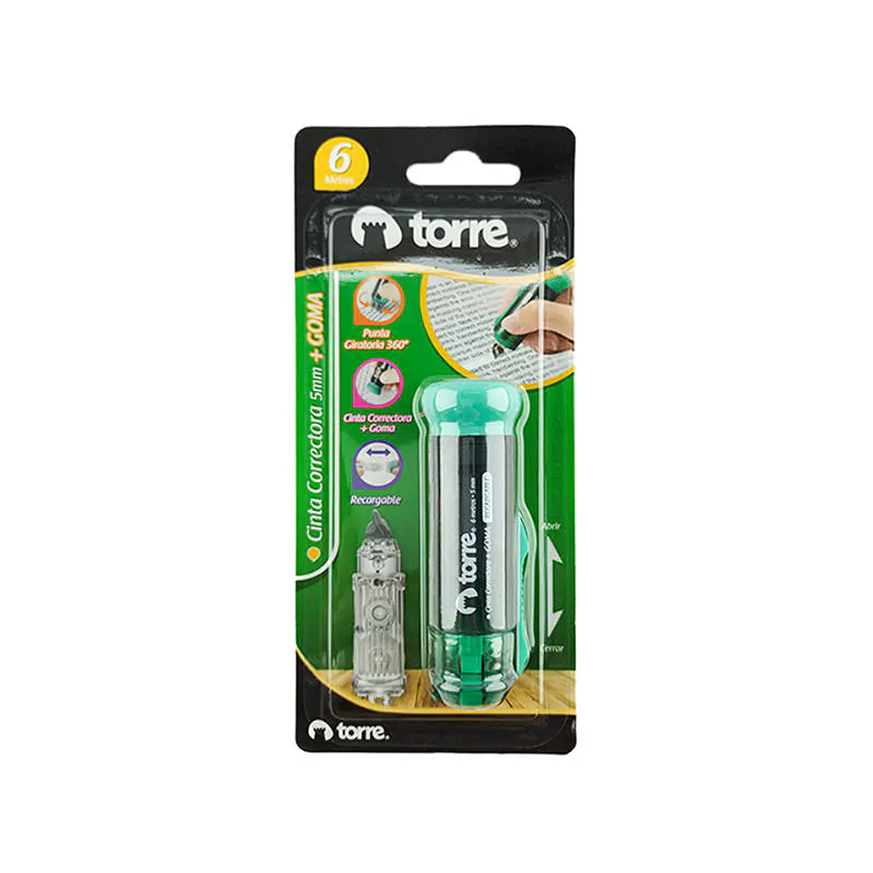 Corrector cinta 5 mm x 6 mt 01 u punta giratoria con goma blis torre 5