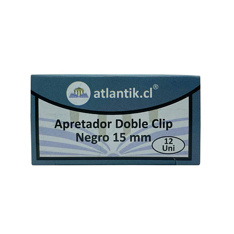 Apretador doble clip 15 mm negro caja 12 u Atlantik