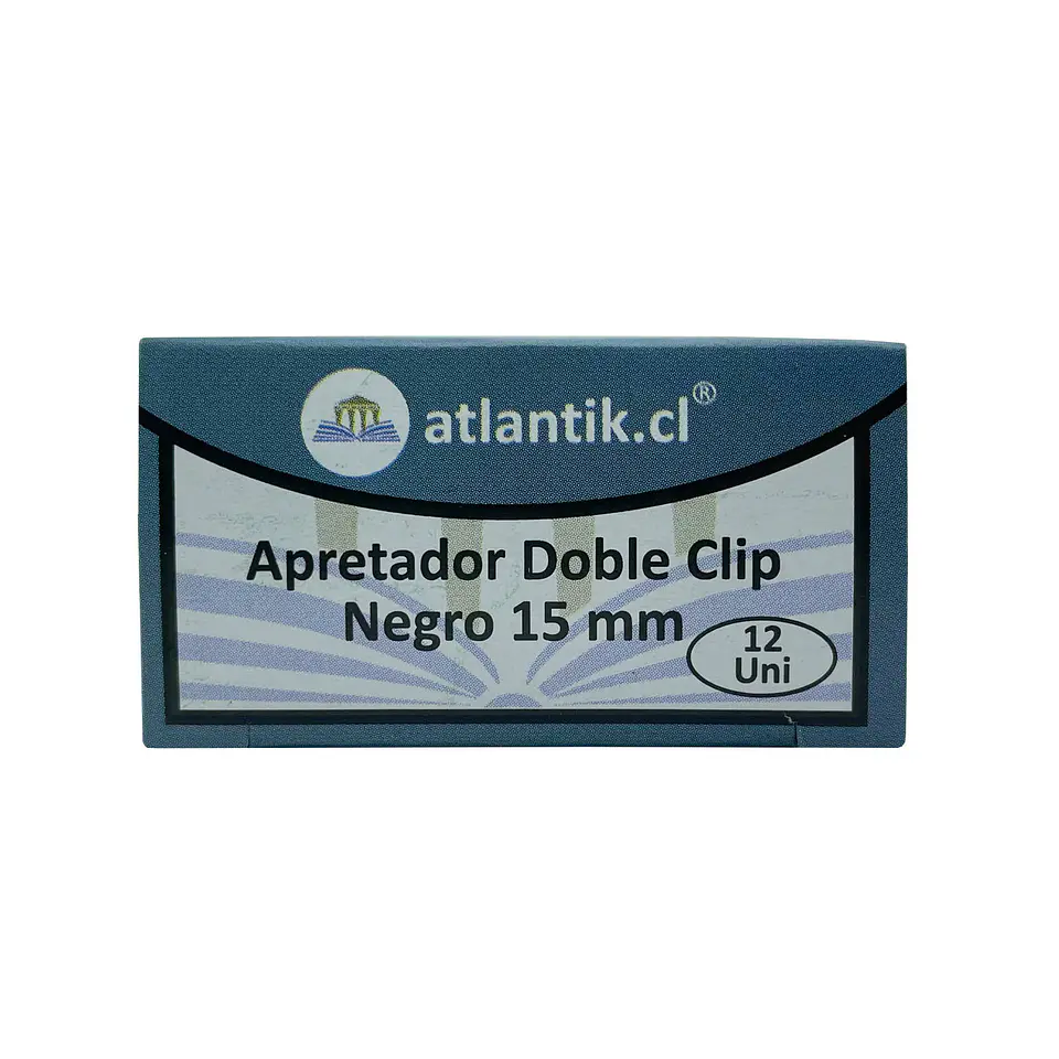 Apretador doble clip 15 mm negro caja 12 u Atlantik 1
