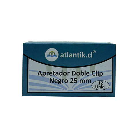Apretador doble clip 25 mm negro caja 12 u Atlantik