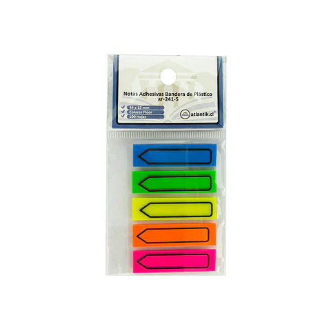 Banderita adhesiva flecha 05 color 100 hojas 44X12MM semitransparentes Atlantik