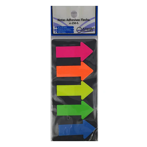 Banderita adhesiva flecha 05 color 100 hojas 47X25MM Atlantik