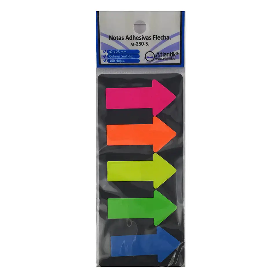 Banderita adhesiva flecha 05 color 100 hojas 47X25MM Atlantik 1