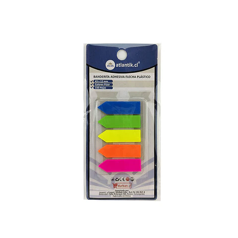 Banderita adhesiva flecha blis 05 color 150 hojas 43X12MM fluor plástico Atlantik