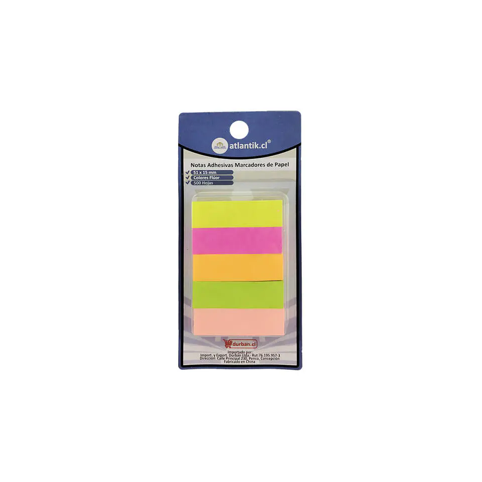 Banderita adhesiva marcadores 05 color 500 hojas 51X15 mm fluor papel Atlantik 1