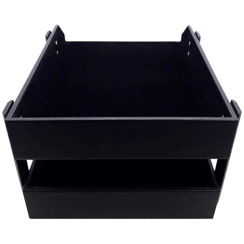 Bandeja de escritorio doble A4 ecocuero negro Atlantik