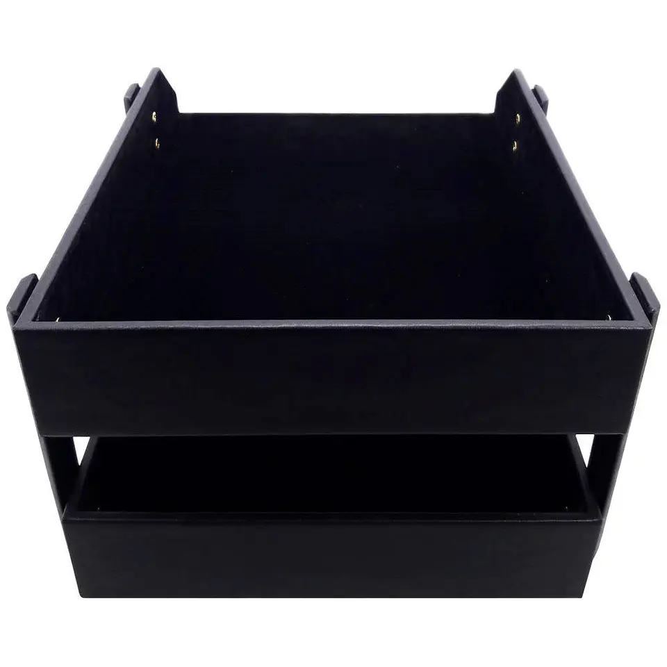 Bandeja de escritorio doble A4 ecocuero negro Atlantik 1