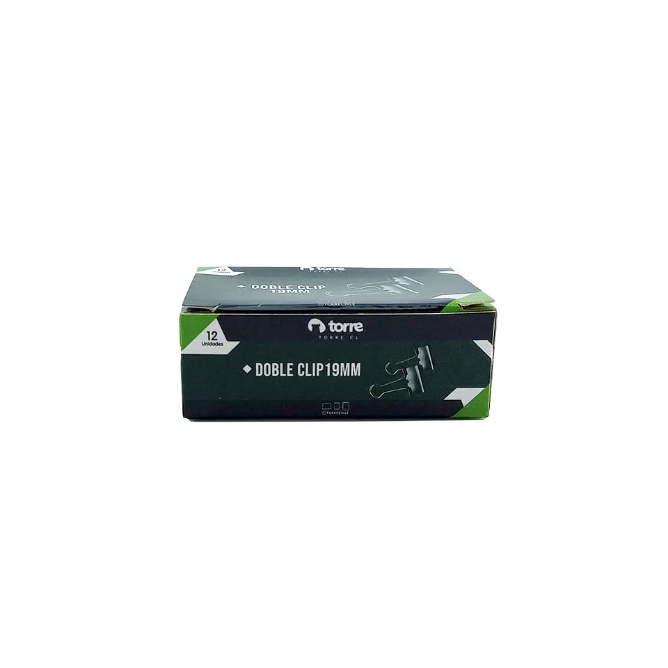 Apretador doble clip 19 mm negro cj 12 u torre 2