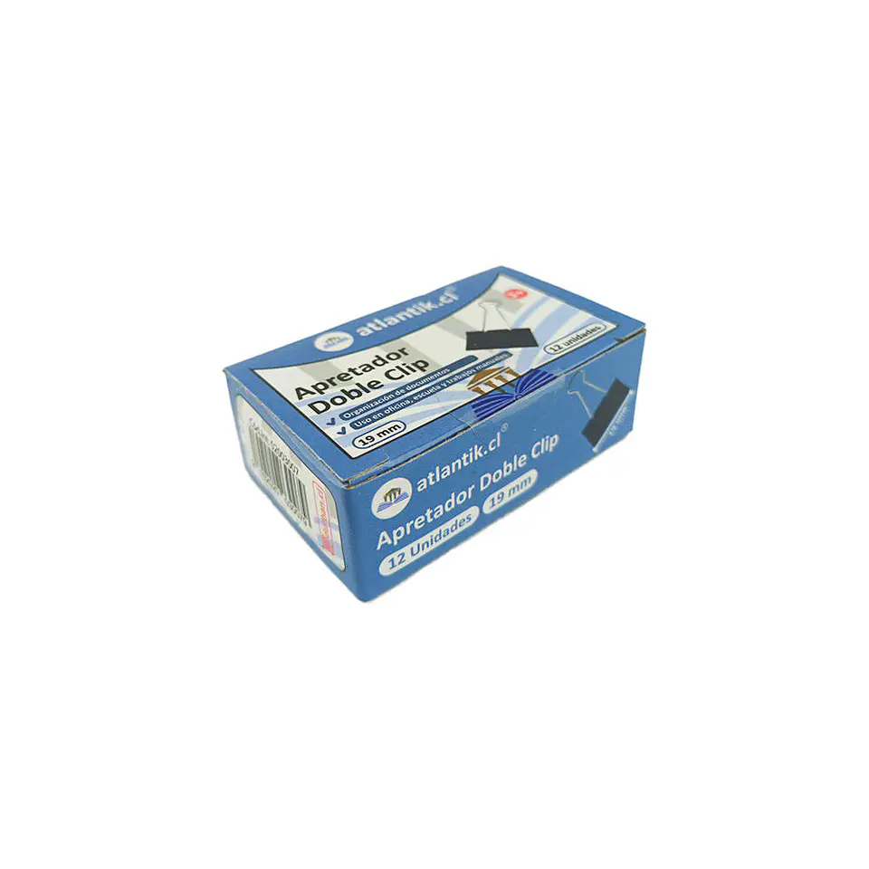 Apretador doble clip 19 mm negro caja 12 u Atlantik 2