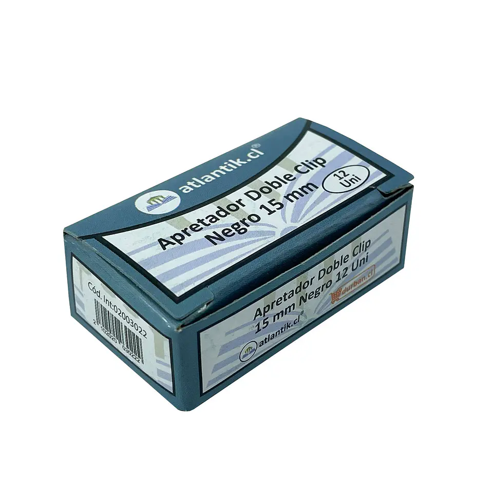Apretador doble clip 15 mm negro caja 12 u Atlantik 2