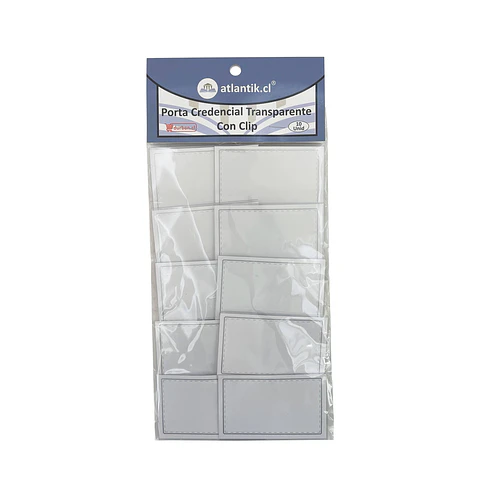 Porta credencial transparente con clip 10 unid horizontal atlantik