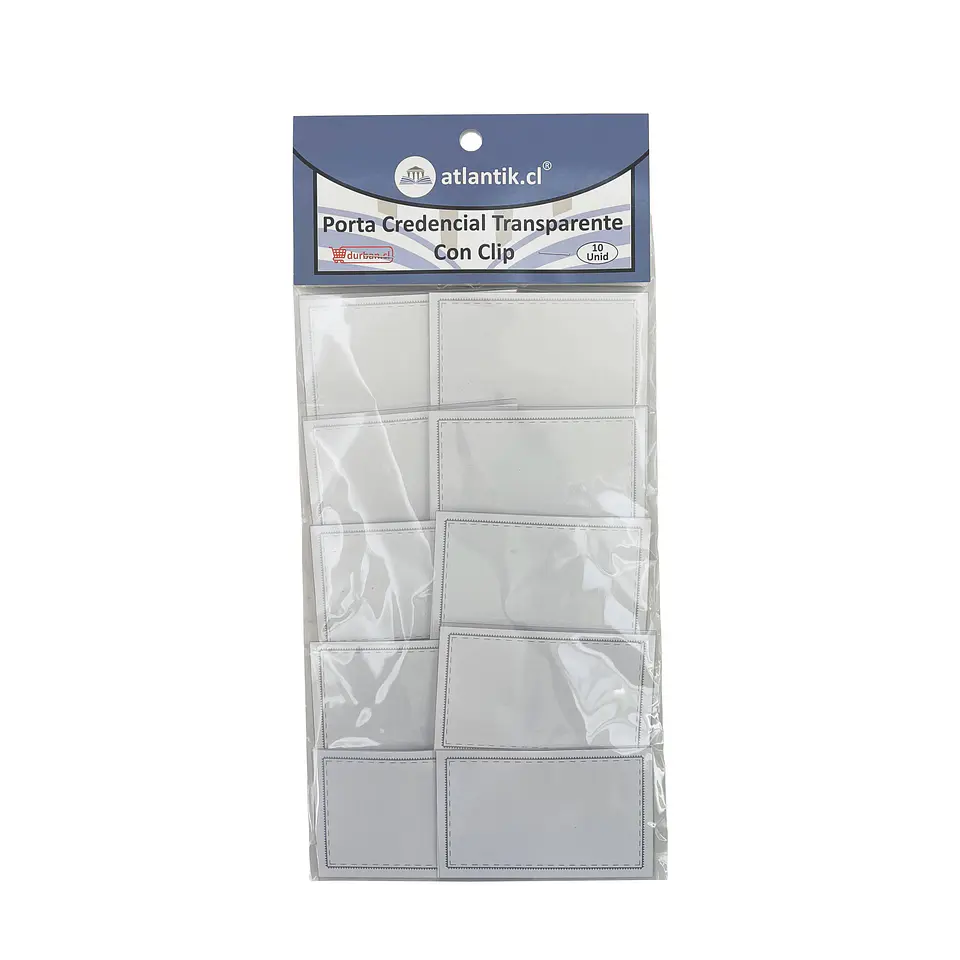 Porta credencial transparente con clip 10 unid horizontal atlantik 1
