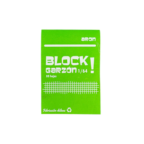 Block garzon 1/64 080 hojas 13.5X9.5 cm blanco Aron