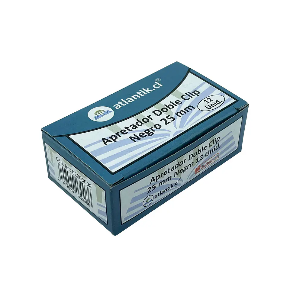 Apretador doble clip 25 mm negro caja 12 u Atlantik 2