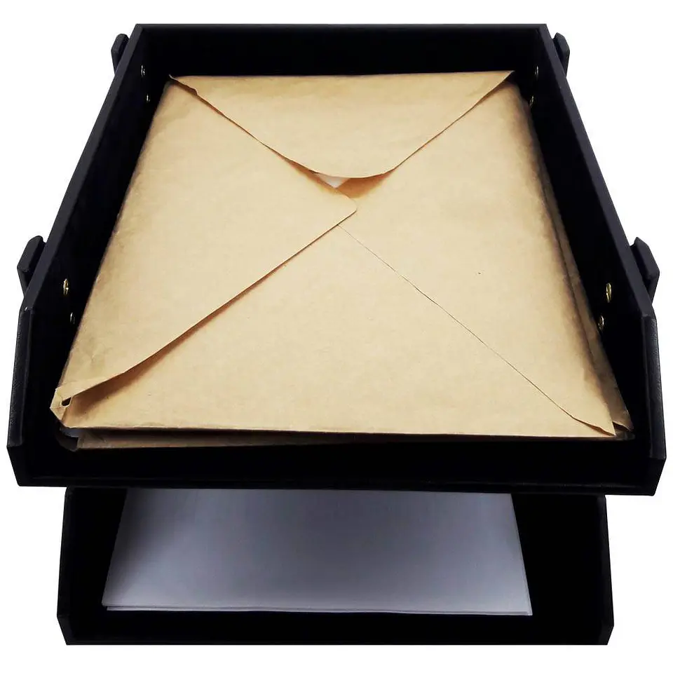 Bandeja de escritorio doble A4 ecocuero negro Atlantik 3