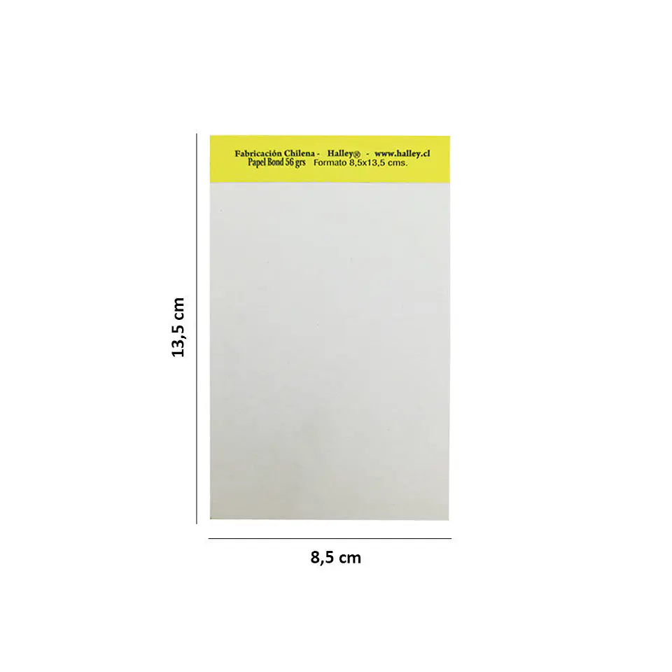 Block garzon 1/64 100 hojas 13.5X8.5 cm blanco Halley 3