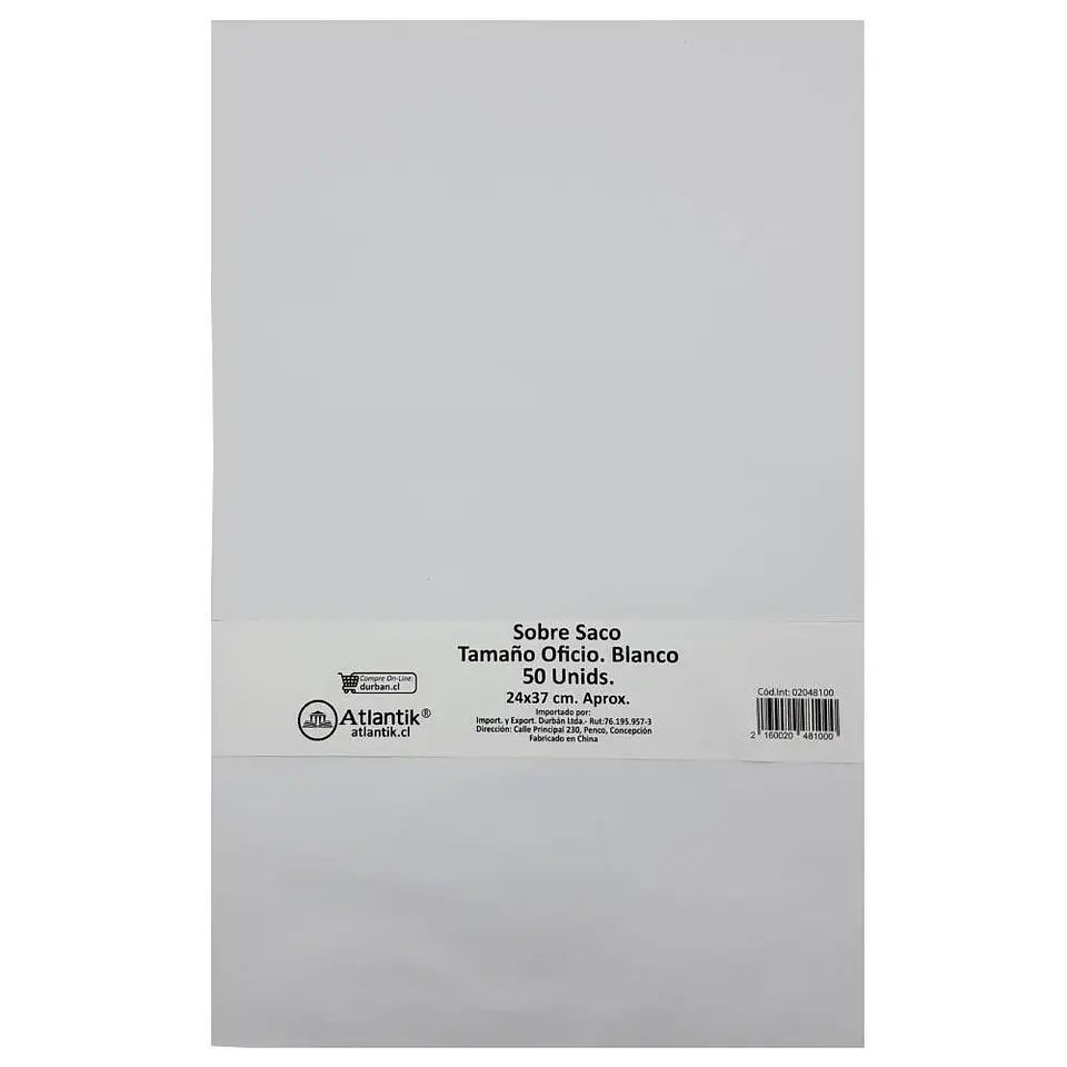 Sobre 1/1 oficio saco blanco 24X37 cm 50 uatlantik 1