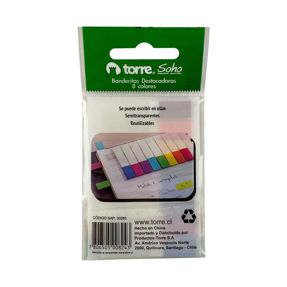 Banderita adhesiva destacador texto blis 8 color 160 u torre 4