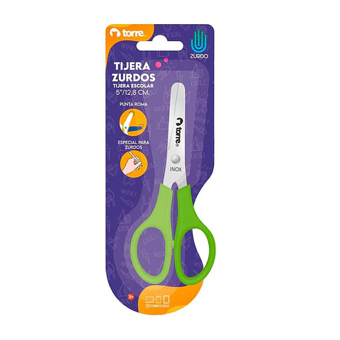 Tijera escolar 12,8 cm para zurdos punta redonda blis 01 u Torre