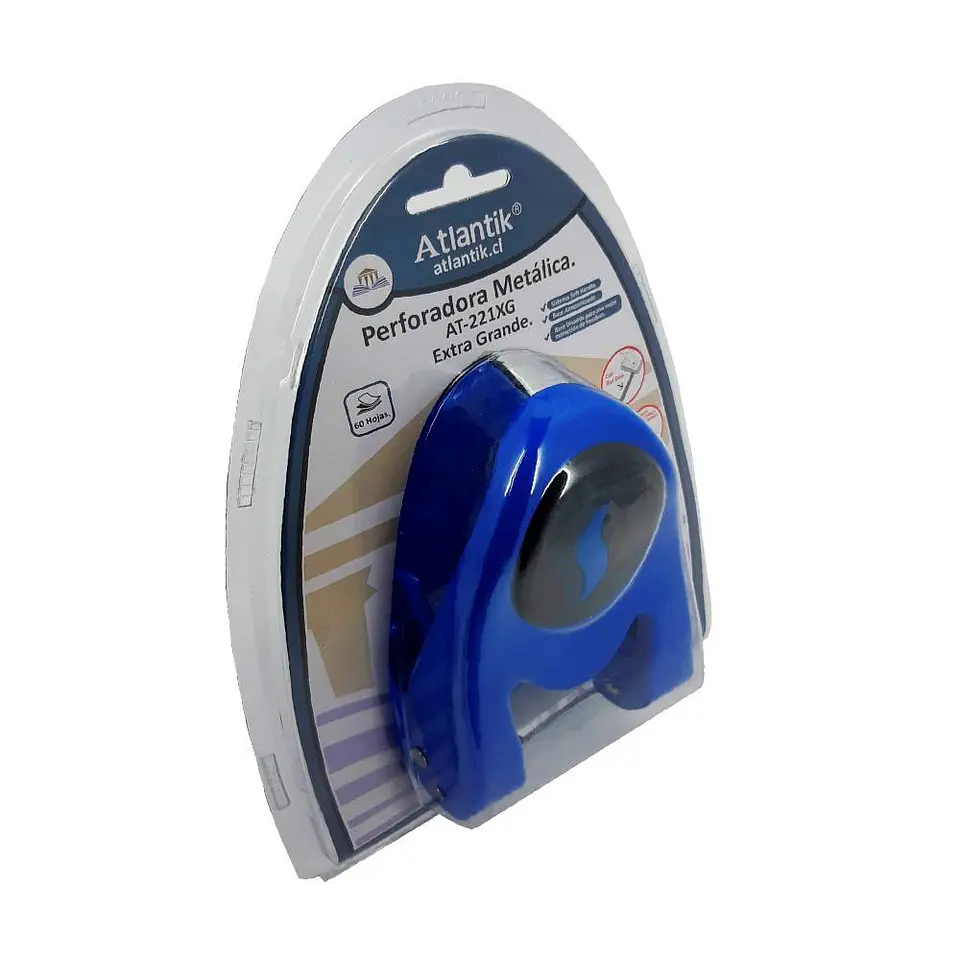 Perforadora extra grande metálica 60 hojas AT-221XG azul Atlantik 2