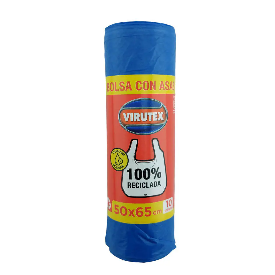 Bolsa basura 050X065 cm 15 mic 10 u azul con asas virutex 1