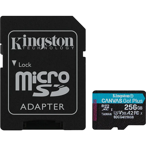 Memoria MicroSDXC 256GB Kingston Canvas Go Plus Cat10 UHS-I U3 V30 A2 Lec200MB/s