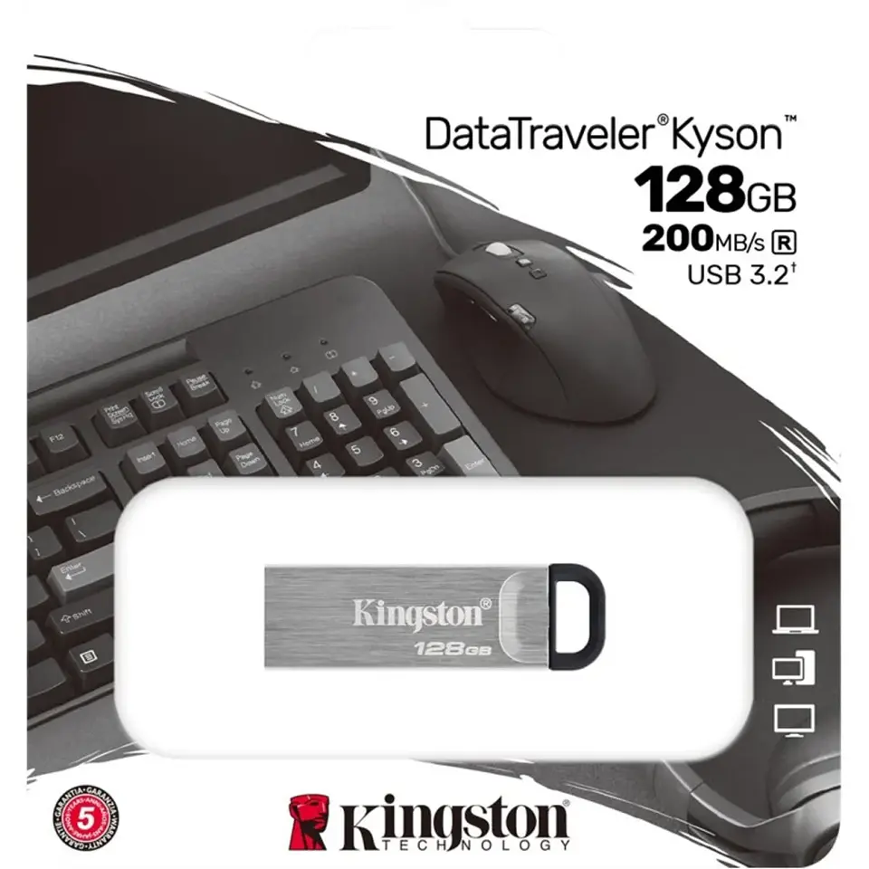 Pendrive 128GB Kingston DataTraveler Kyson USB 3.2 Gen1 Esc60MBs Lec200MBs Plata 5