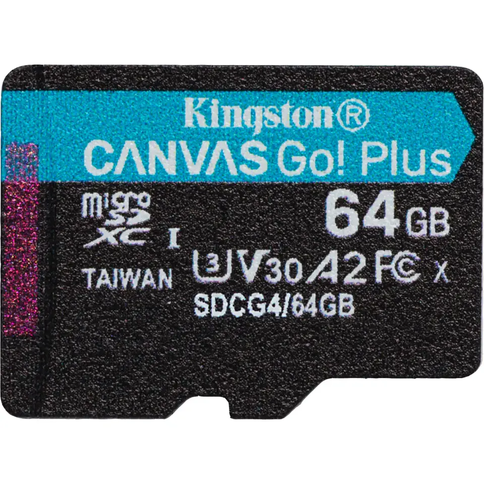 Memoria MicroSDXC 64GB Kingston Canvas Go Plus Cat10 UHS-I U3 V30 A2 Lec200MB/s 2