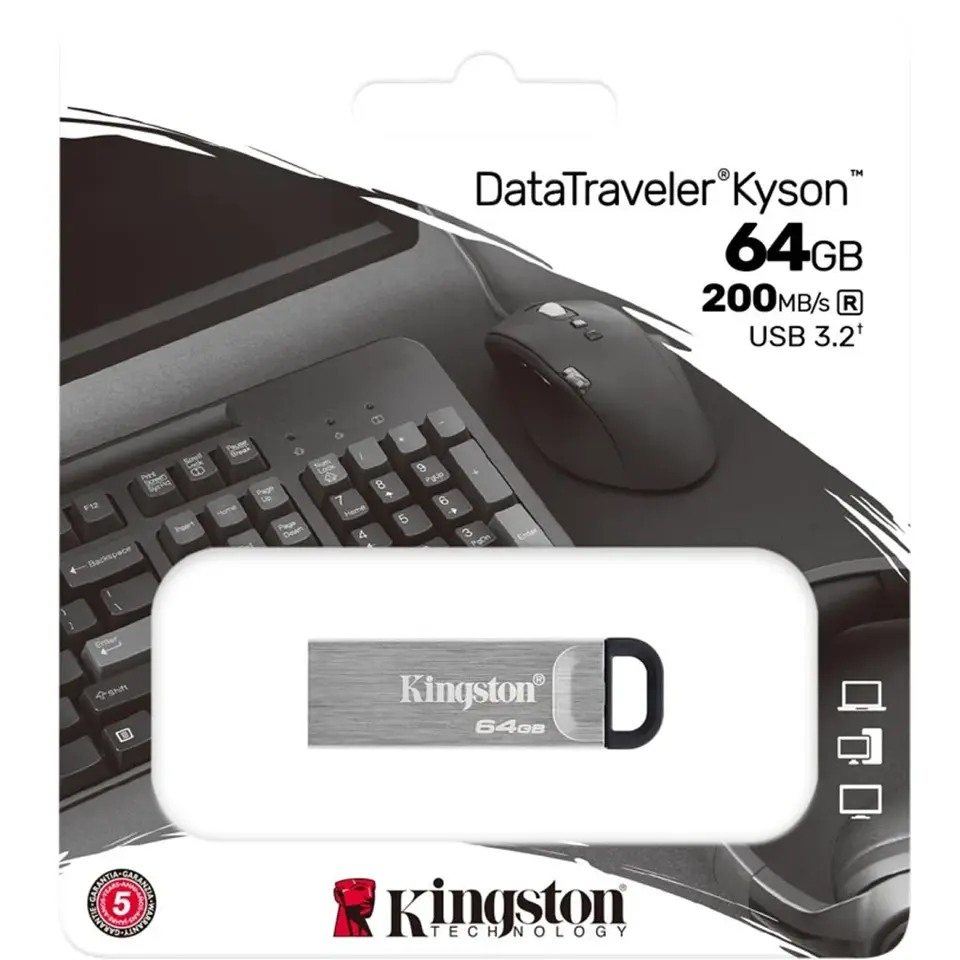 Pendrive 64GB Kingston DataTraveler Kyson USB3.2 Gen 1 Lect 200MB/s Metal 4