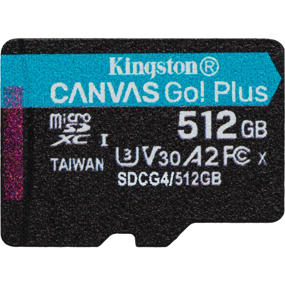 Memoria MicroSDXC 512GB Kingston Canvas Go Plus Cat10 UHS-I U3 V30 A2 Lec200MB/s 2