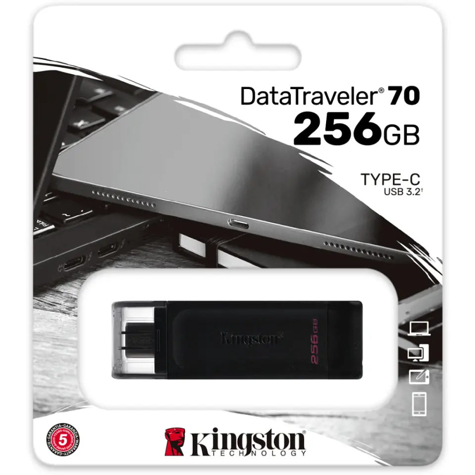 Kingston DataTraveler 70 - Unidad flash USB - 256 GB - USB-C 3.2 Gen 1 5