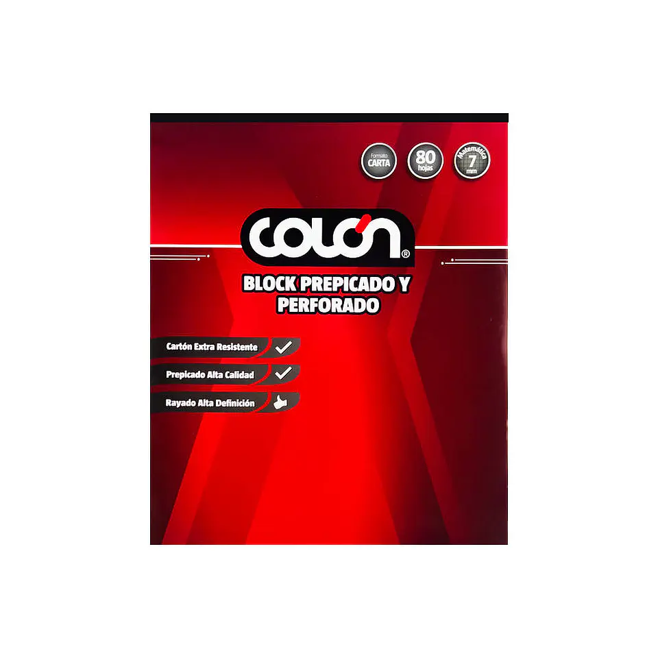 Block prepicado/perforado carta 80 hojas 7 mm Colon 1